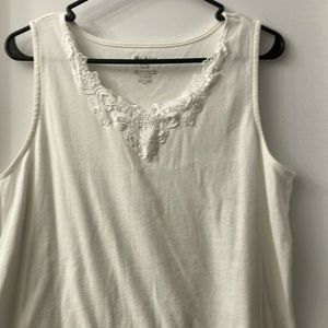 White tank top with lace embellishment